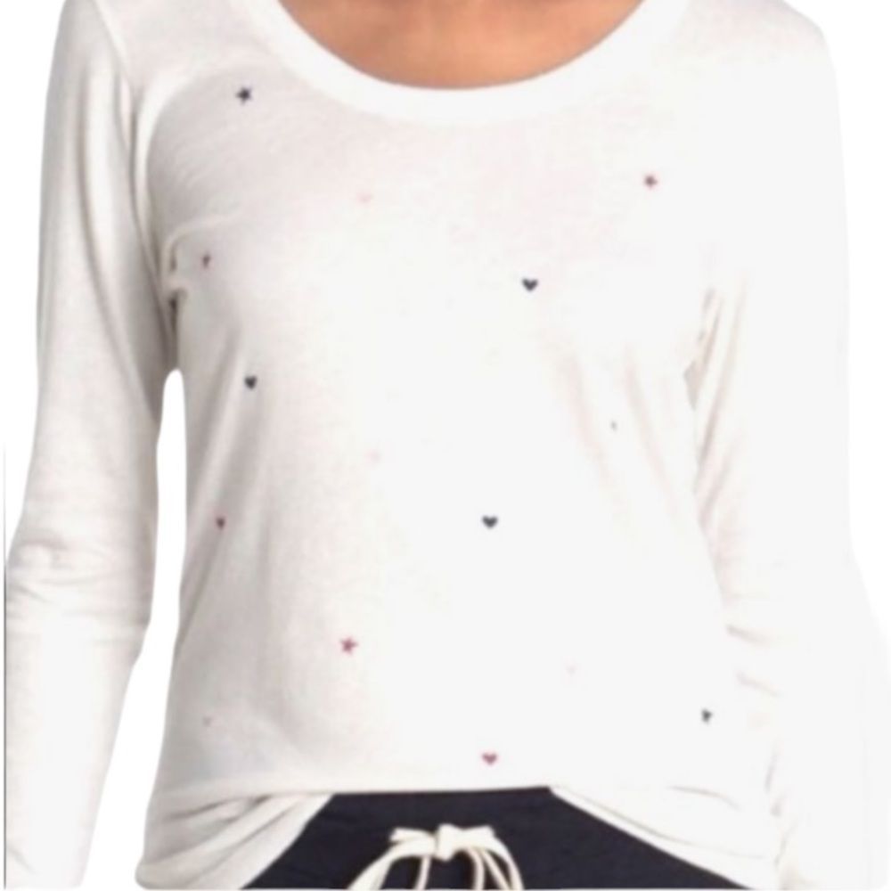 NWOT Sundry Rainbow Hearts Pullover Raglan Lightweight Sweatshirt 1